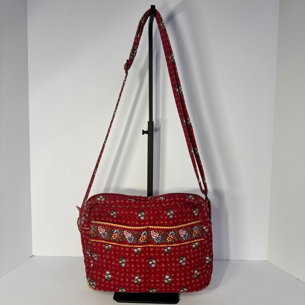 Vintage Vera Bradley Provincial Red Quilted 100% Cotton Crossbody Bag 2000 Print